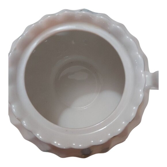 Vintage Porcelain Sugar Bowl with Lid, Blue Floral Pattern, Silver Trim, 4 Inch - Picture 6 of 8